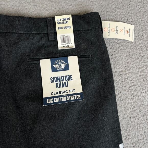 Dockers Signature Khaki Lux Classic Fit Pants Mens 42x32 Flex Comfort Waistband - Picture 5 of 16